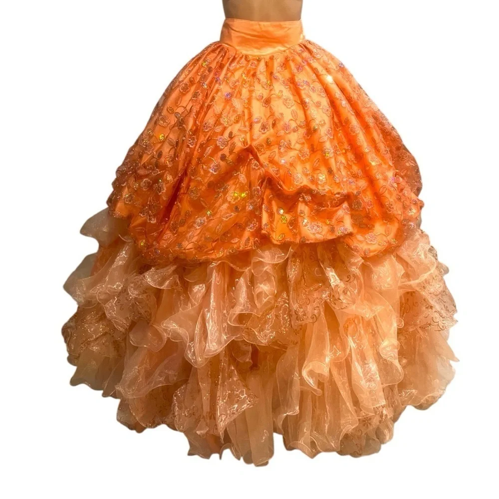 Expressions Elegant Coral Sequin Corset Ballgown Dress - Picture 6 of 17